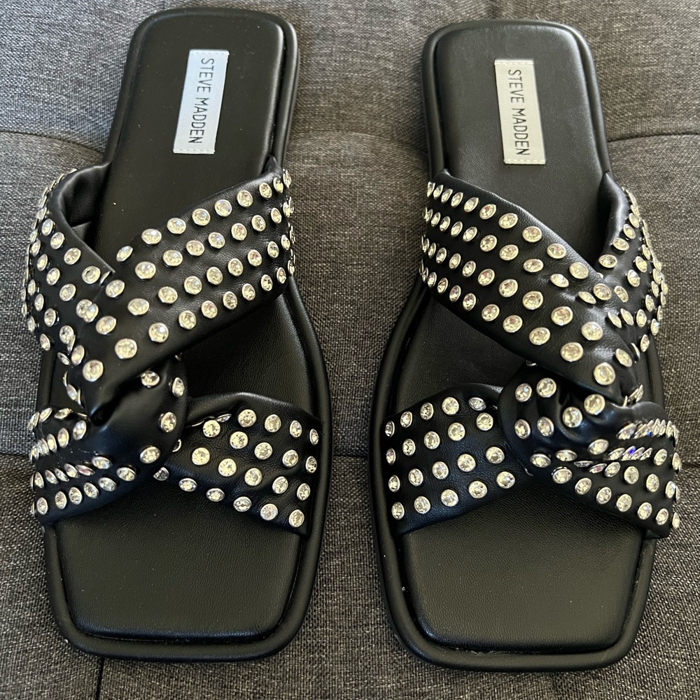 Steve Madden Black Studded Sandals